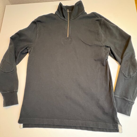 Vintage J.Crew Quarter Zip Pullover Elbow Patch Sweatshirt Black Men's Small - Picture 2 of 7